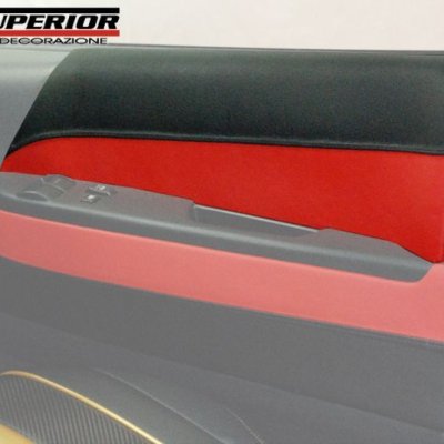 バイカラー ドアレザーパネル(ブラックxレッド)　アッパー