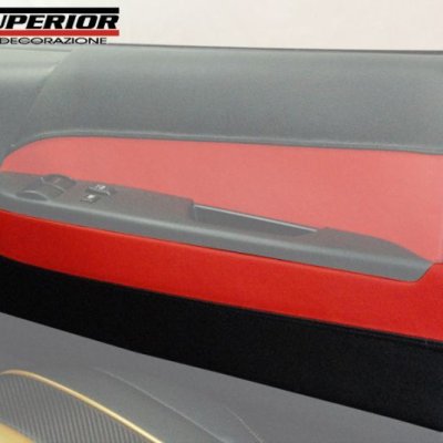 バイカラー ドアレザーパネル(ブラックxレッド) 　ロア