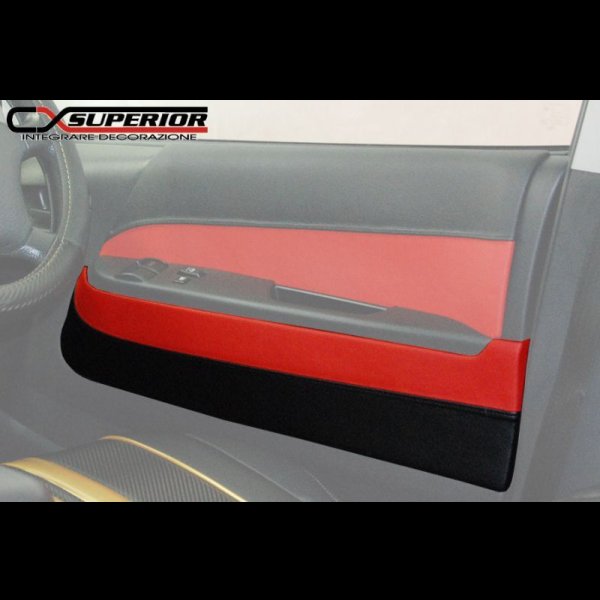 バイカラー ドアレザーパネル(ブラックxレッド)  ロア